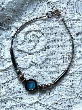 *FreeAddOn Vintage Metal & Blue Bracelet